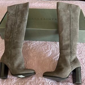Beautiful All Saints Grey (Cement) AUBREY Over the knee Boots